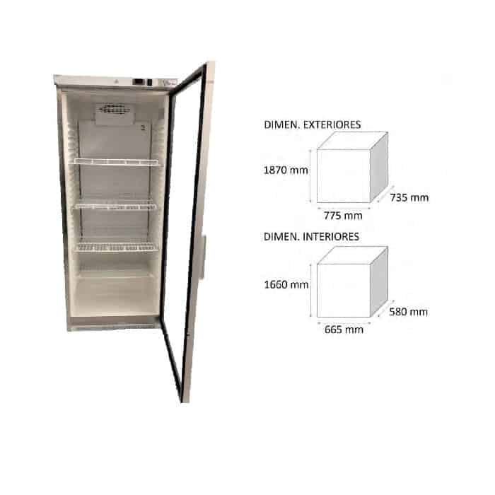 ARMARIO DE 1 PUERTA EXPOSITOR REFRIGERADO ACERO INOXIDABLE - Imagen 4
