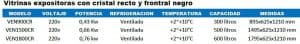 VITRINA EXPOSITORA REFRIGERDA CRISTAL RECTO. NEGRA. BEBIDAS, POSTRES Y LACTEOS. 3 MEDIDAS A ELEGIR MEDIAS