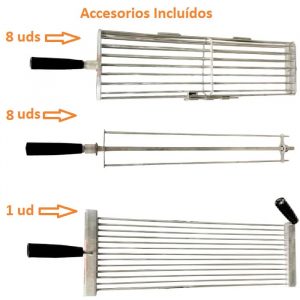 ASADOR DE POLLOS AL CARBÓN accesorios incluidos asador de carbon 8 espadas