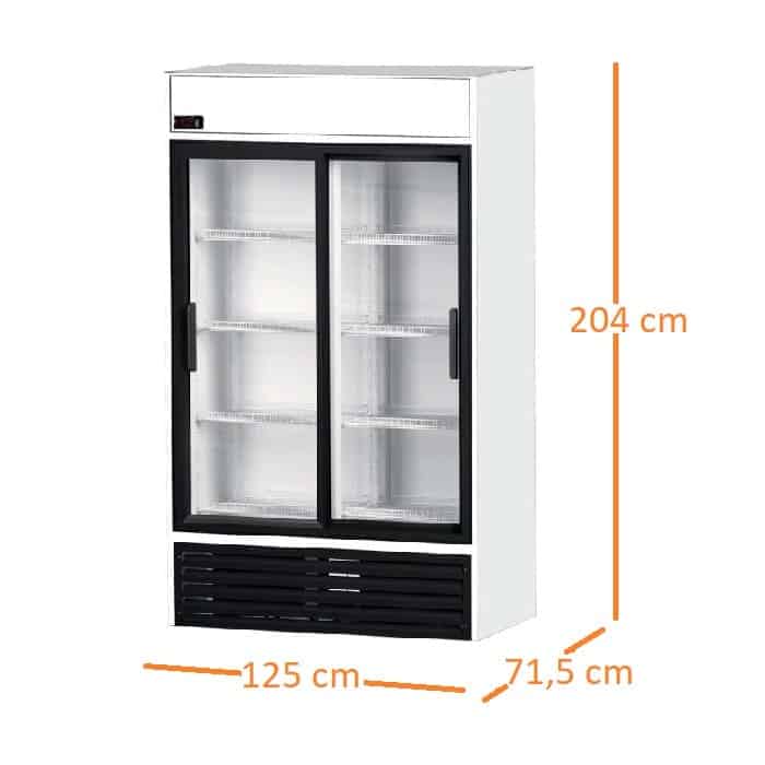 Nevera Expositroa Digtial 1000 Litros con 2 Puertas Deslizantes Medidas