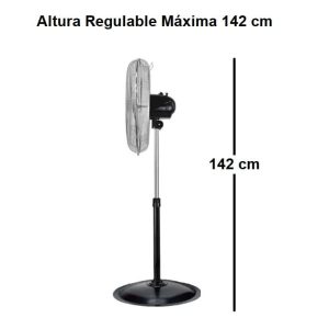 Ventilador de Pie Industrial de Acero Altura Regulable MÃ¡xima 142 cm