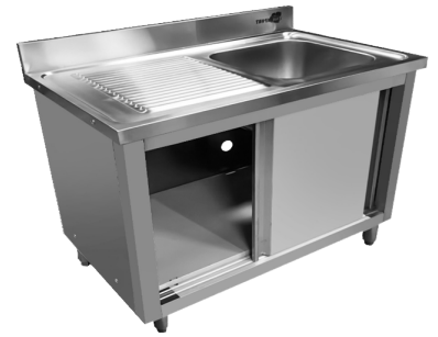 Fregadero Con Mueble de Puertas Correderas de 1 Seno Derecha