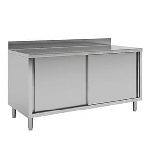 Mesa de trabajo con mueble de acero inoxidable