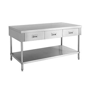 Mesa de trabajo con cajones de acero inoxidable