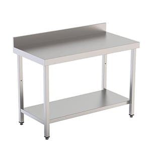 Mesa de trabajo con estante de acero inoxidable
