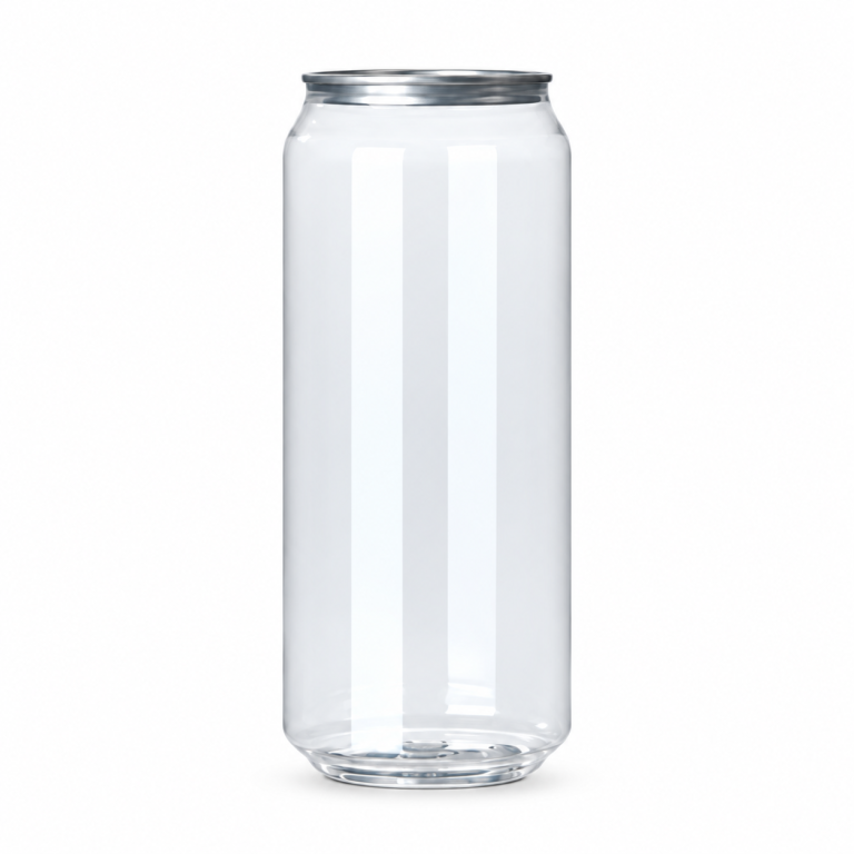 Lata PET transparente con tapa de aluminio 650 ml 7,5x17 cm